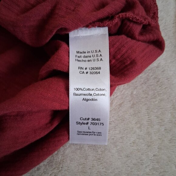 Wilt Women's Large Brick Red Long Sleeve V Neck Shirt - Picture 7 of 10